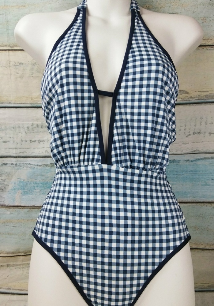 SUNN Lab Swim Gingham Plunge One Piece‎ Swimwear XS